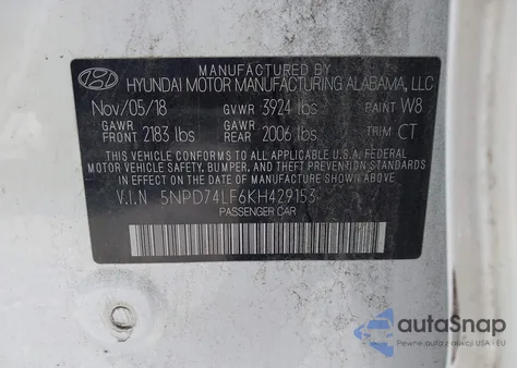 2019 Hyundai Elantra Se из США, поврежденный, VIN 5NPD74LF6KH429153